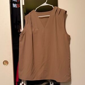 Sleeveless V-Neck Women's Top in Taupe